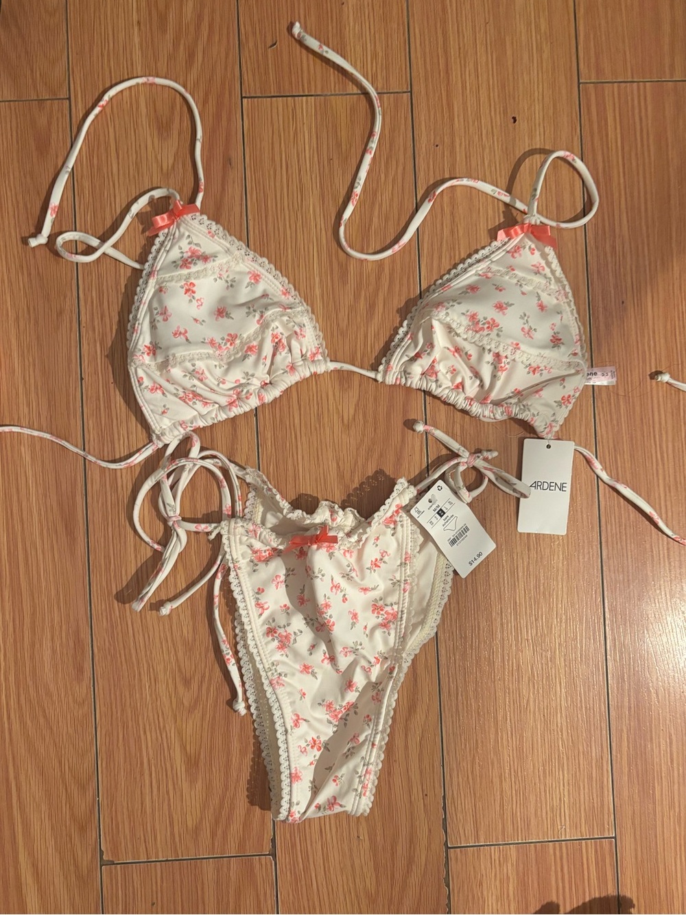 Ardene Cream Bikini Set with Pink Floral Print